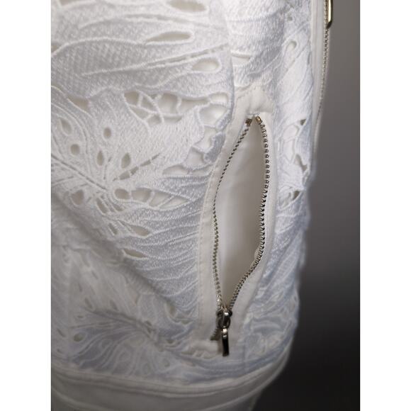 White House Black Market lace denim feminine zip up jacket - Picture 3 of 9